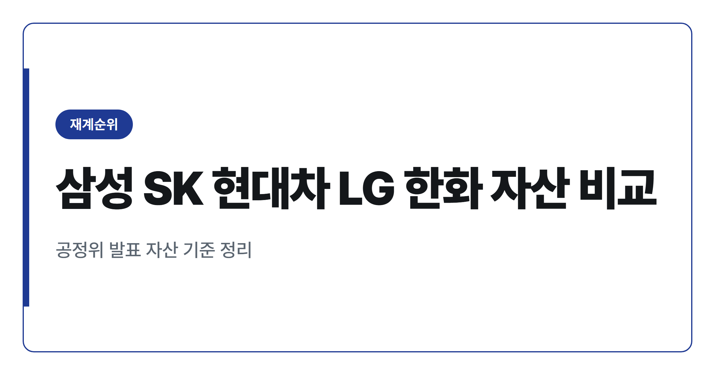 2026년 대기업 자산 순위 TOP 5, 삼성과 격차는