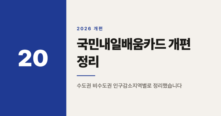 국민내일배움카드 훈련장려금 20만원 인상과 지역별 특별훈련수당 정리