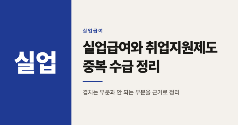 실업급여와 국민취업지원제도 내일배움카드 중복 수급 정리