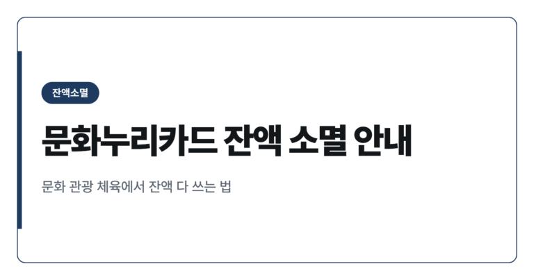 문화누리카드 잔액 12월 31일 소멸 전 사용법 정리