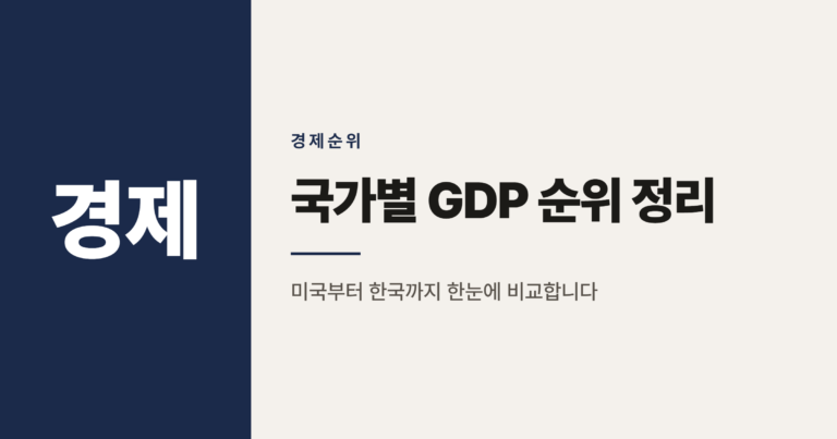 2026년 국가별 GDP 순위, 어떻게 읽어야 할까