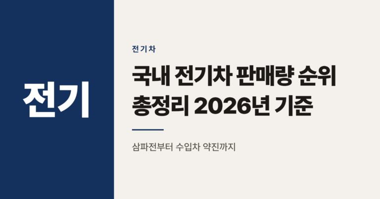 국내 전기차 판매량 순위 총정리 2026년 기준