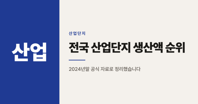 전국 산업단지 생산액 순위, 제대로 읽는 법