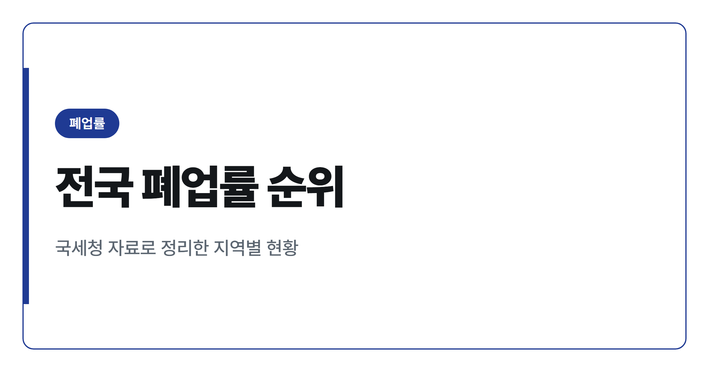 전국 지역별 소상공인 폐업률 순위 정리 (2025년 기준)