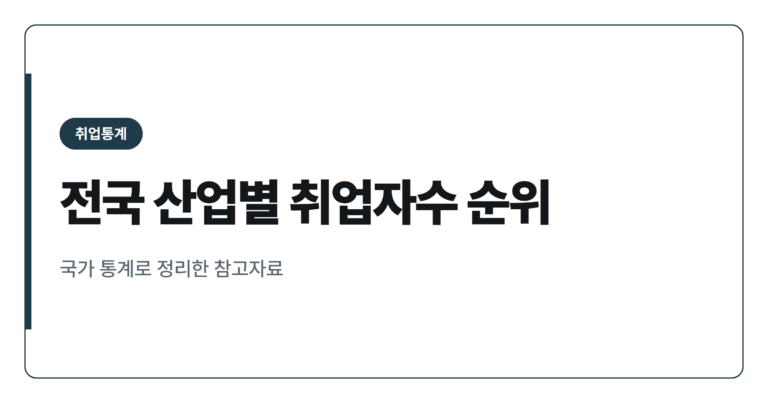 전국 산업별 취업자수 순위 한눈에 보기